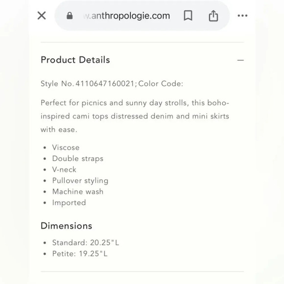 ANTHROPOLOGIE NWOT Olivia Layered Cami in Neutral Motif - Picture 11 of 11